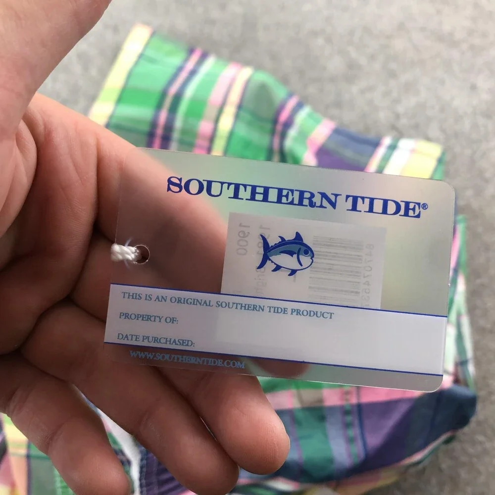 Southern Tide Swim Shorts Mens Large Multicolor Plaid Mesh Lined Drawstring